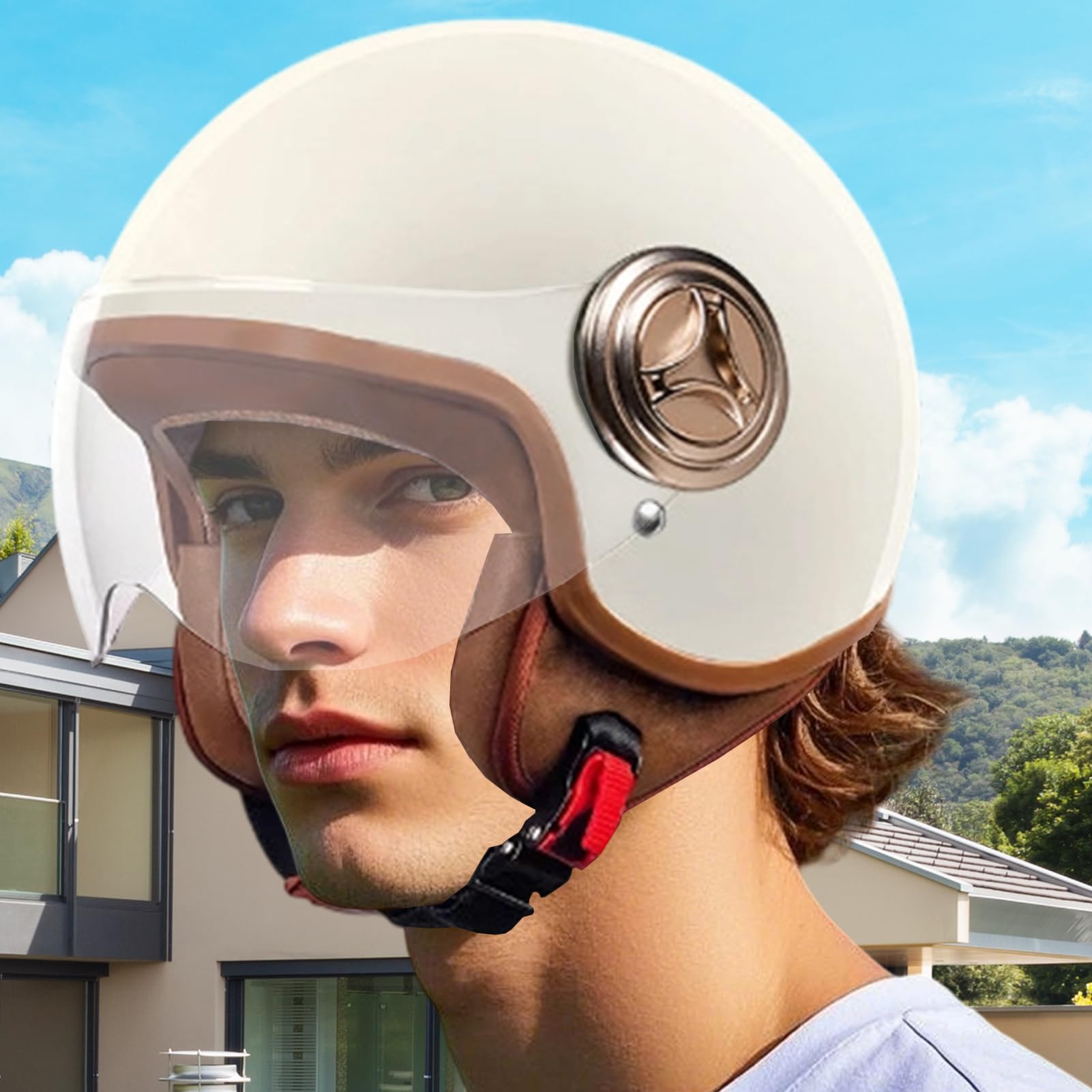 Cascos para motocicletas, casco de motocicleta abierto medio equipo de protección de moto para snowboard, esquí, conducción urbana, ciclomotor, patinete eléctrico y carreras de montaña