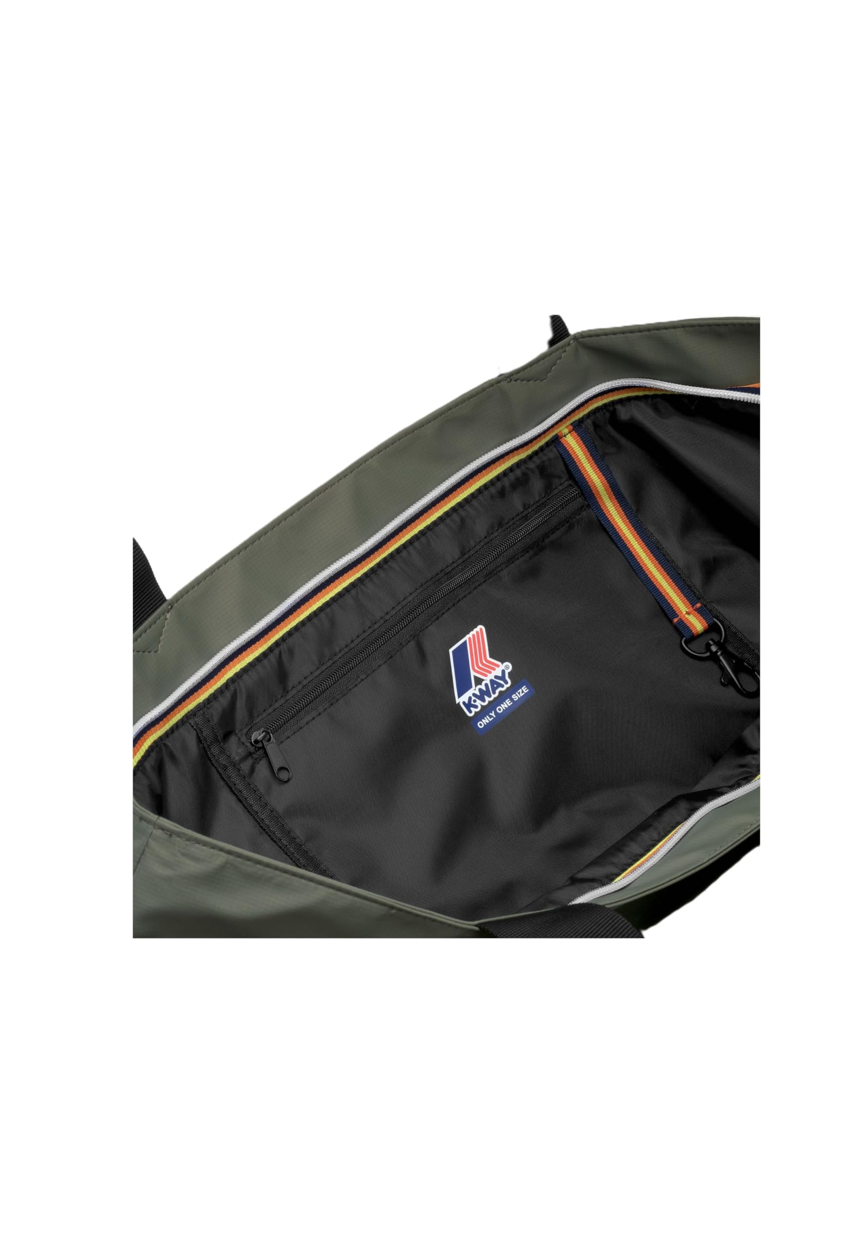 K-Way Borsa Shopper Clere, Grande, 100% Nylon, Verde e Nero, 52x33x21 cm, Doppio Manico, Chiusura a Cerniera
