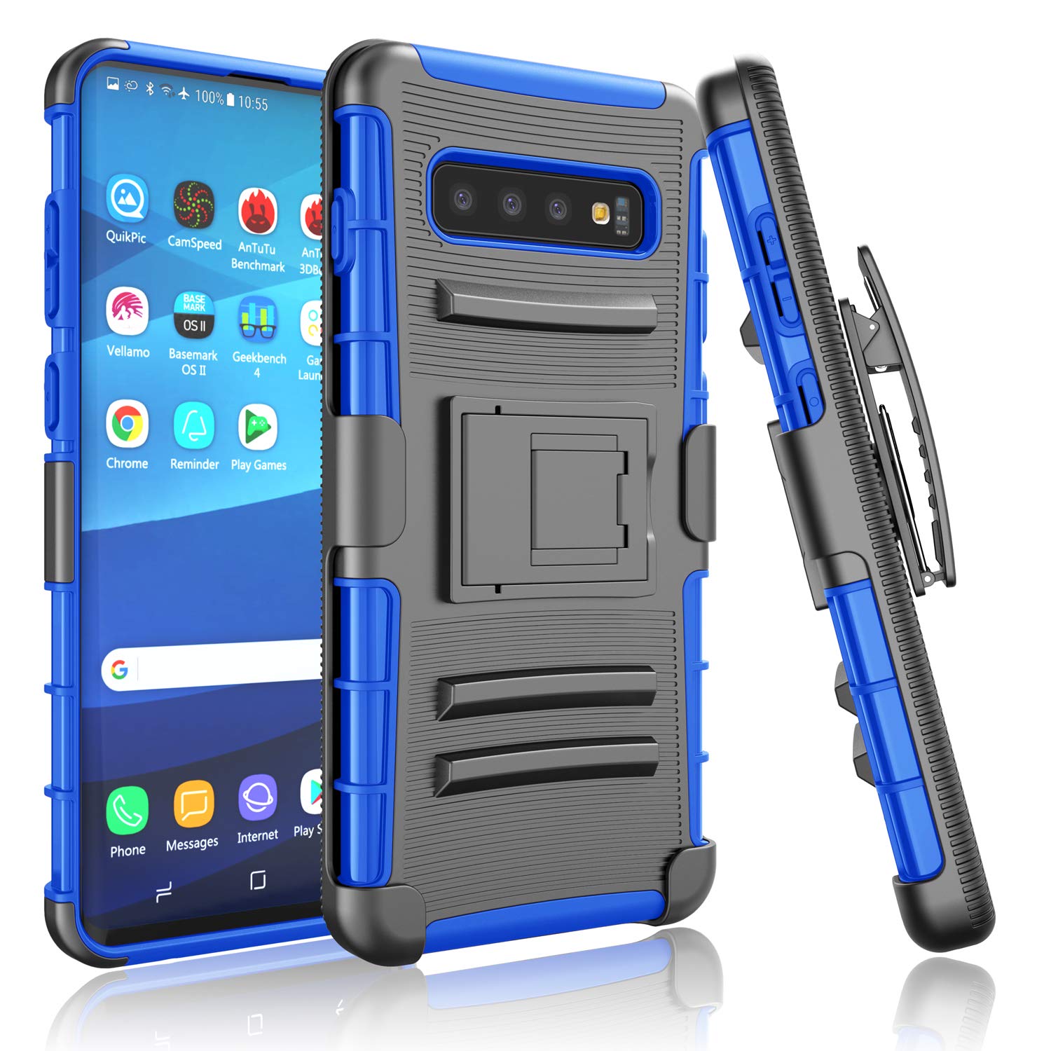 Tinysaturn Galaxy S10e Case, Phone Case for Samsung Galaxy S10e Belt Clip Holster Protective Shockproof Kickstand Rugged Hard Shell Rubber Full Protection Cover-Blue