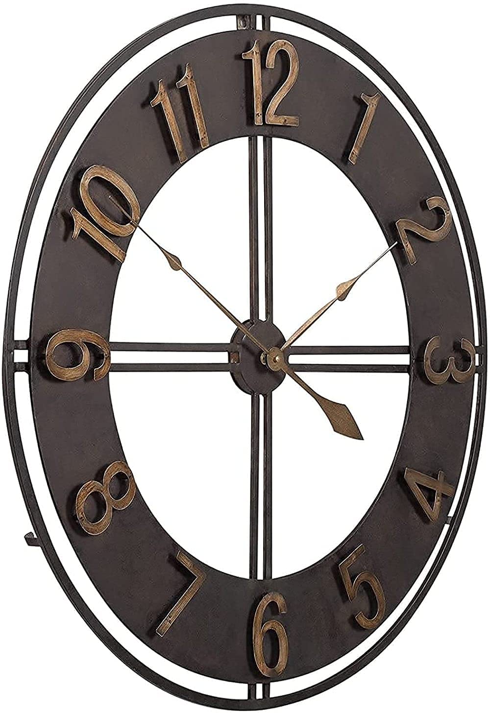 SBTXHJWCGLD 60cm Grande Horloge Murale de Jardin en Métal à Visage Ouvert, Étanche pour Intérieur et Extérieur, Plein Air, Salon