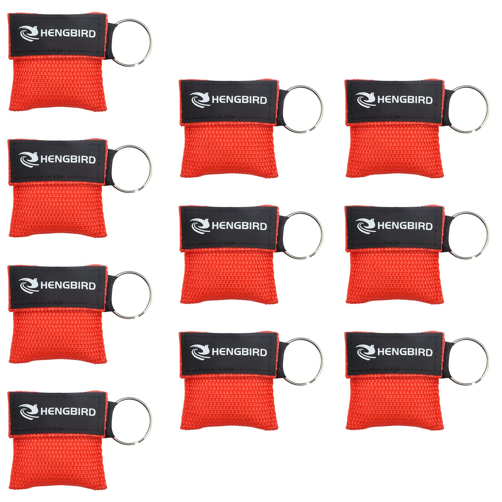 HENGBIRD CPR Mask Keychain Ring, 10 Pezzi CPR Emergency Kit Rescue Face Shields with One-Way Valve Breathing Barrier for First Aid or AED Training