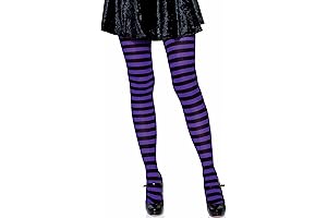 Women's Striped Black and Purple Tights