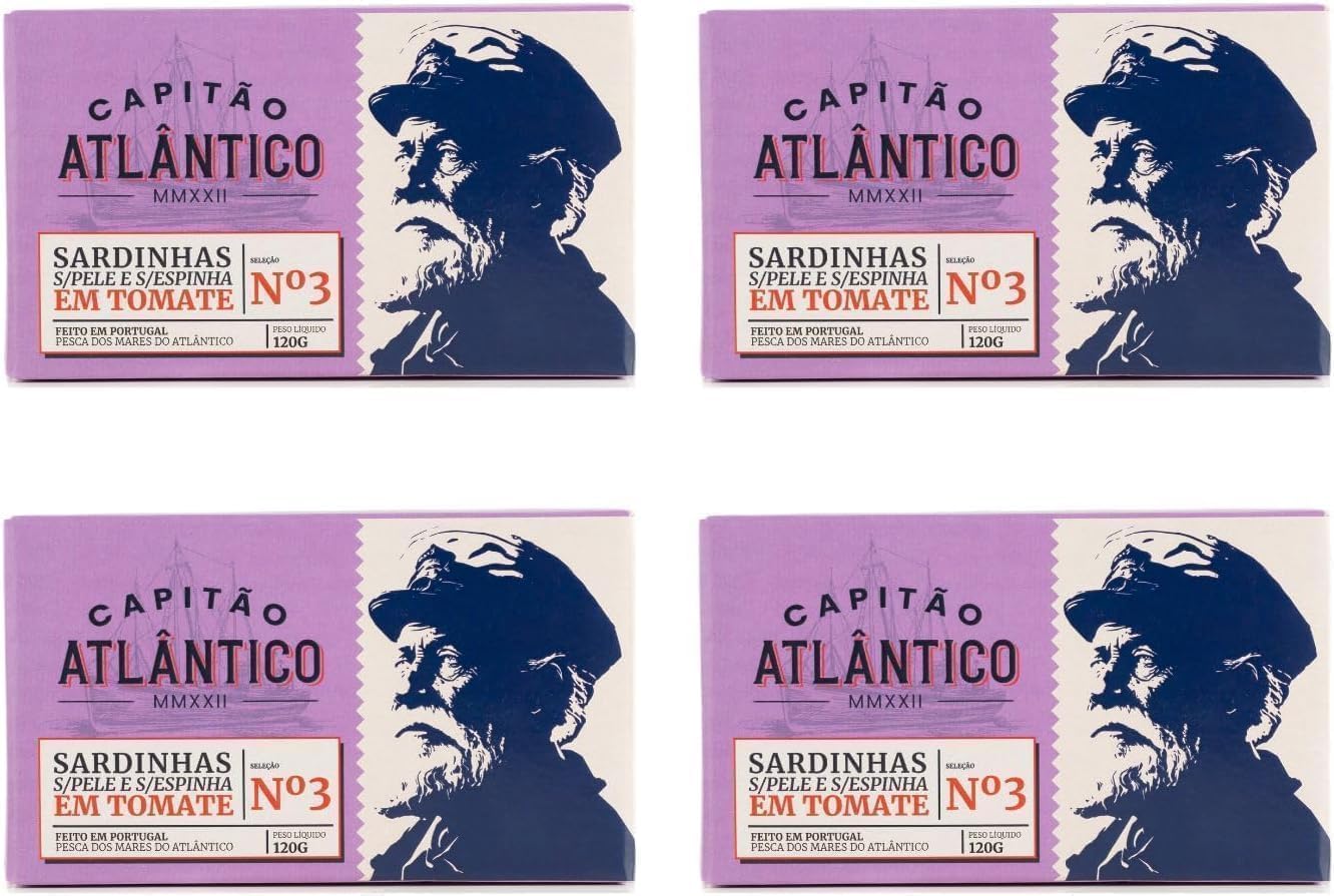 Sardinas sin piel ni espinas en salsa de tomate Pack 4 x 120g Filetes de Pescado en Conserva Portugueses