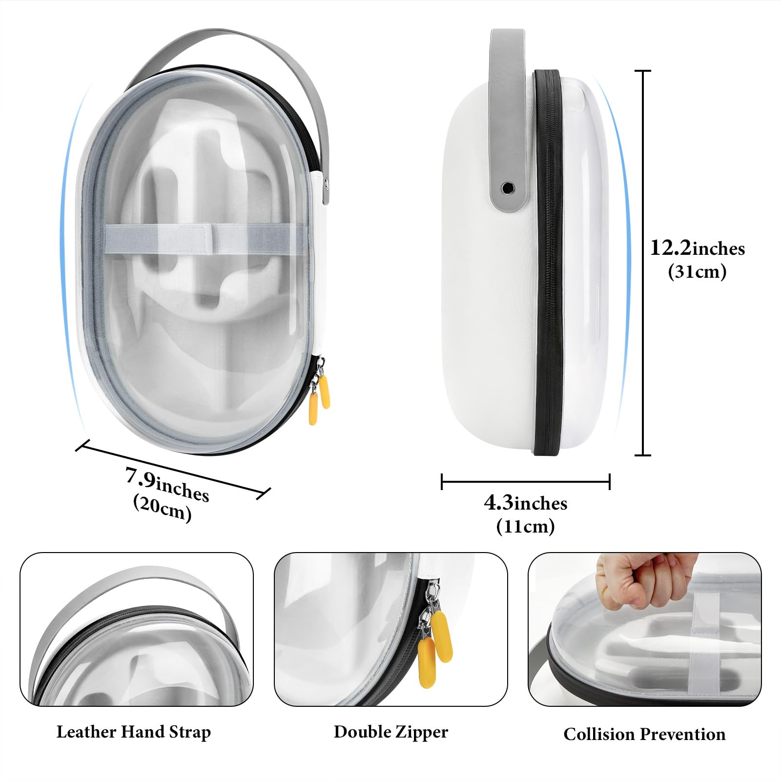 Geekria Shield Custodia Rigida da Trasporto Compatibile con Appl, Custodia da Trasporto Protegge Gear e Accessori VR, Resistente a Cadute e Graffi (Trasparente)