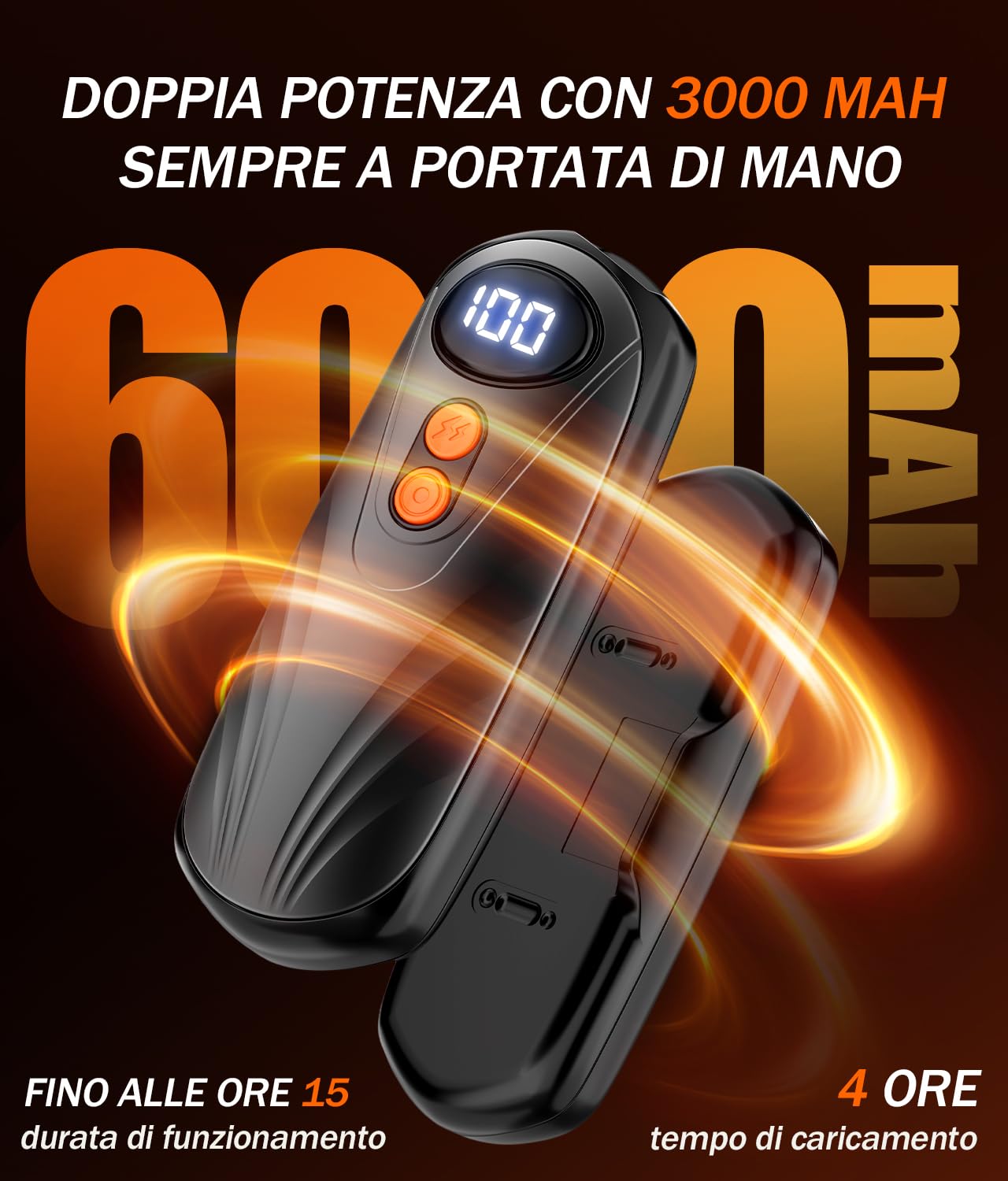 Scaldamani Elettrico 2 Pezzi, Scalda Mani Ricaricabile Portatile 6000mAh, 5 Livelli di Riscaldamento, Scaldamani Riutilizzabile per Campeggio, Escursionismo, Caccia, Regalo per Uomini e Donne