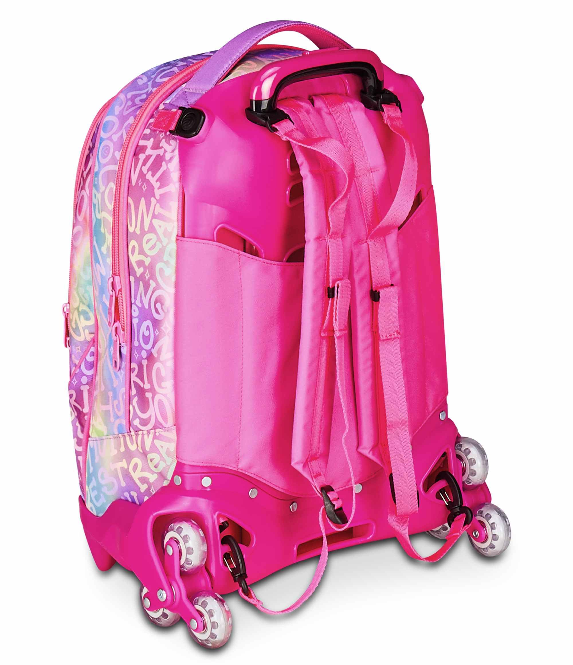 SJ GANG STYLE JAM GANG Trolley Scuola Jack 3 Ruote, Lilla, 3 in 1, Zaino Triplo Uso con Carrello Sganciabile, 33 L, Zaino Scuola Elementare, Zaino Bambina