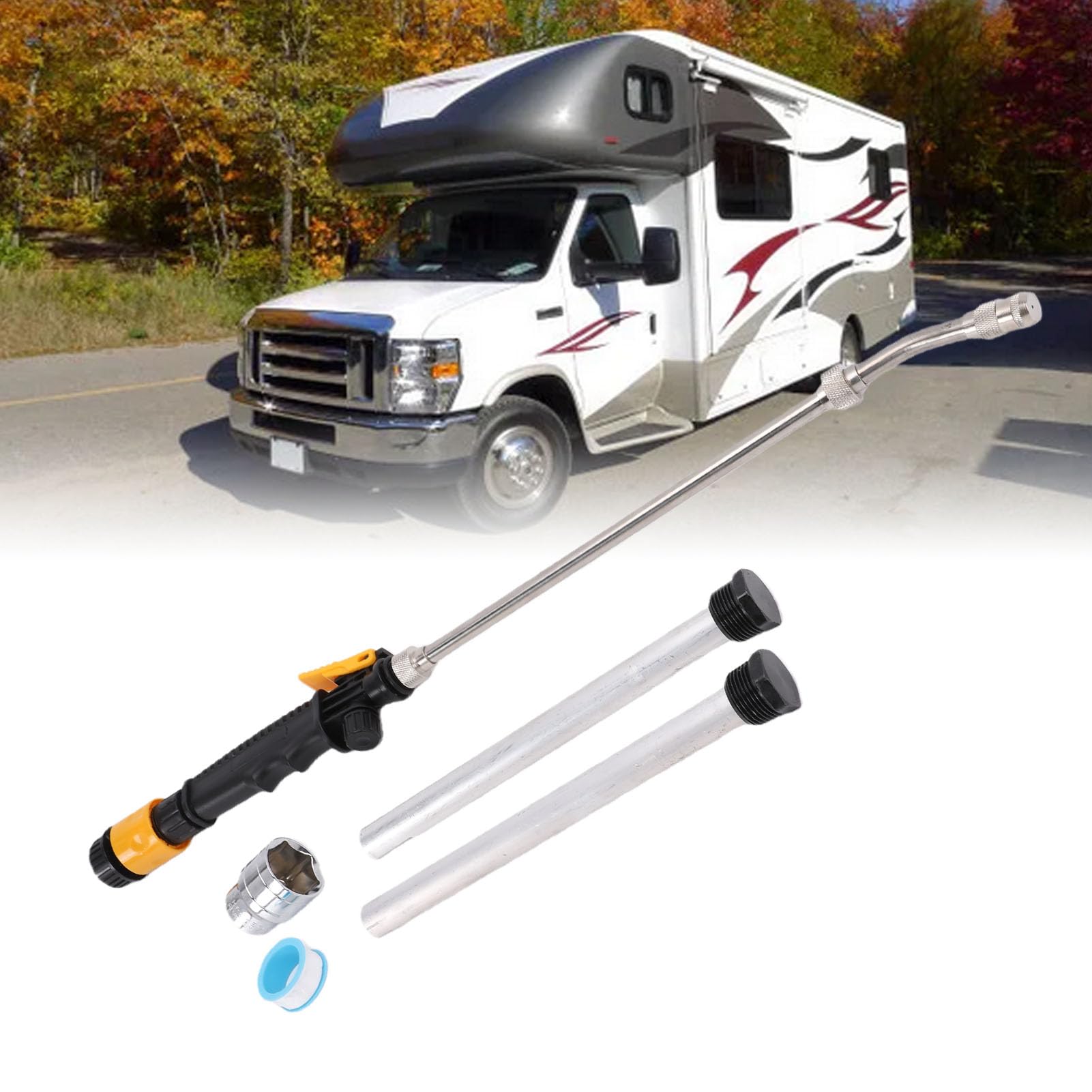 RV Water Heater Tank Cleaning Tool Set with Anode Rods For Easy