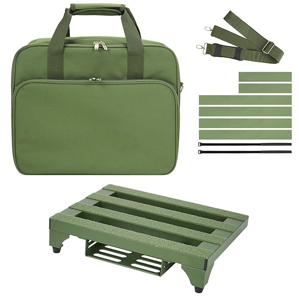 SOYAN 14" x 10.6" Aluminum Alloy Guitar Pedal Board with Power Supply Tray, Carry Bag & Mounting Tapes Included (Green, APB-14GN)