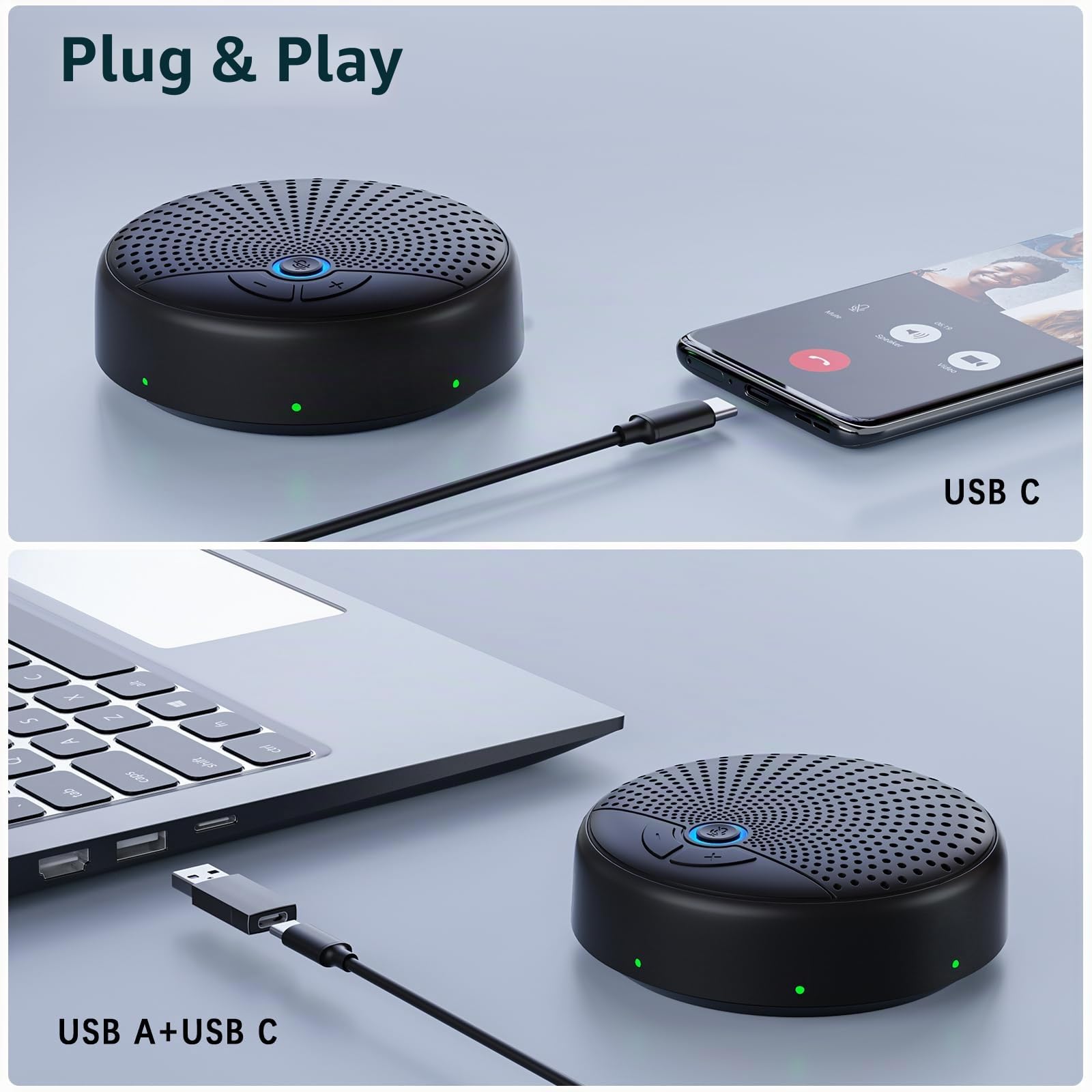Altoparlante per Conferenze Wireless con 10 Microfoni Lavalier, Cancellazione Rumore AI, 360° di ricezione vocale, Compatibile con Zoom/Teams/Skype, per Webinar e Smartworking