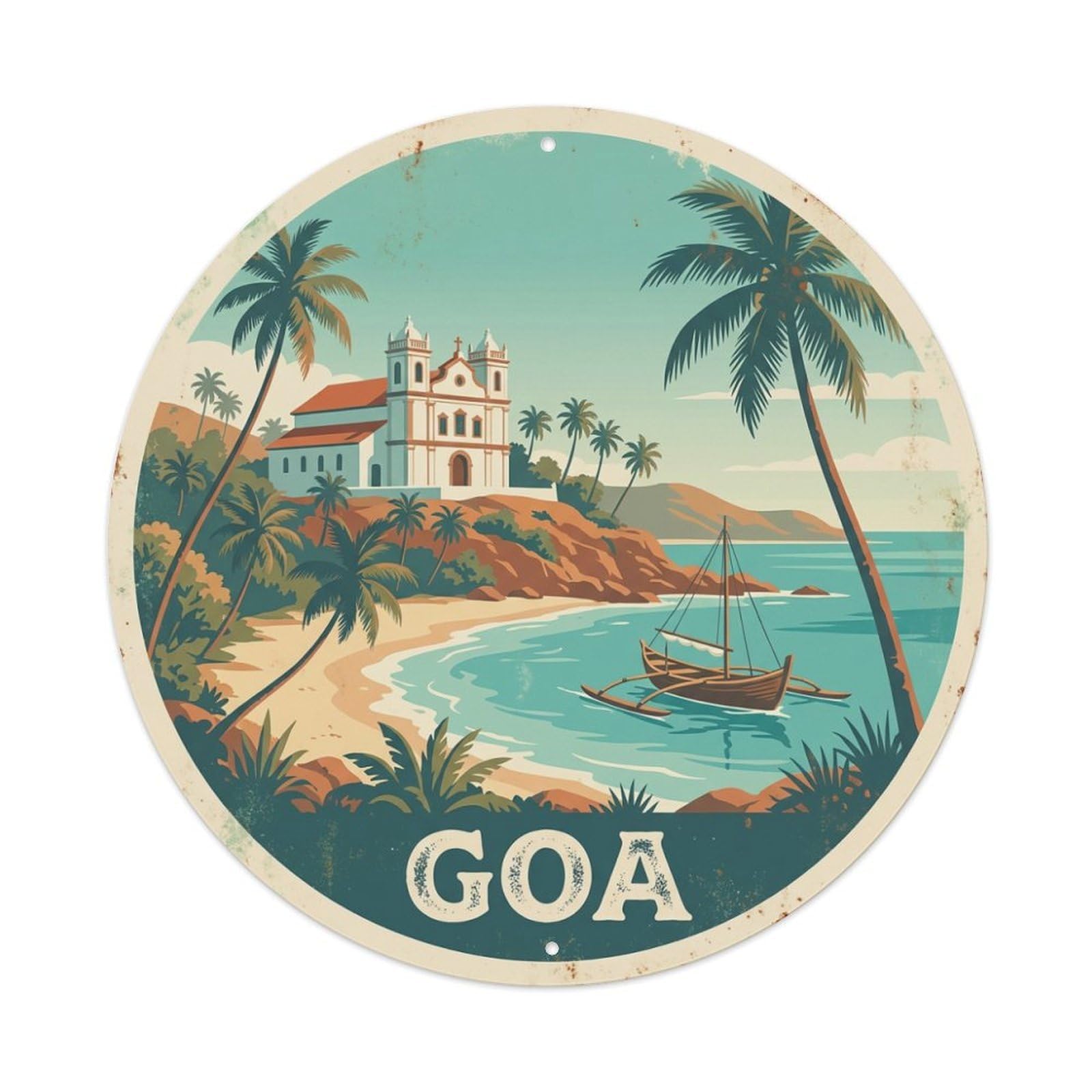 Retro India Travel Goa Metal Tin Sign