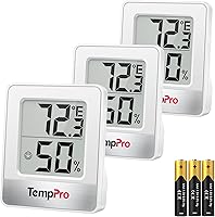 TempPro TP49 3-Pack Digital Hygrometer Indoor Thermometer - Accurate Temp Humidity Monitor for Home Room Greenhouse