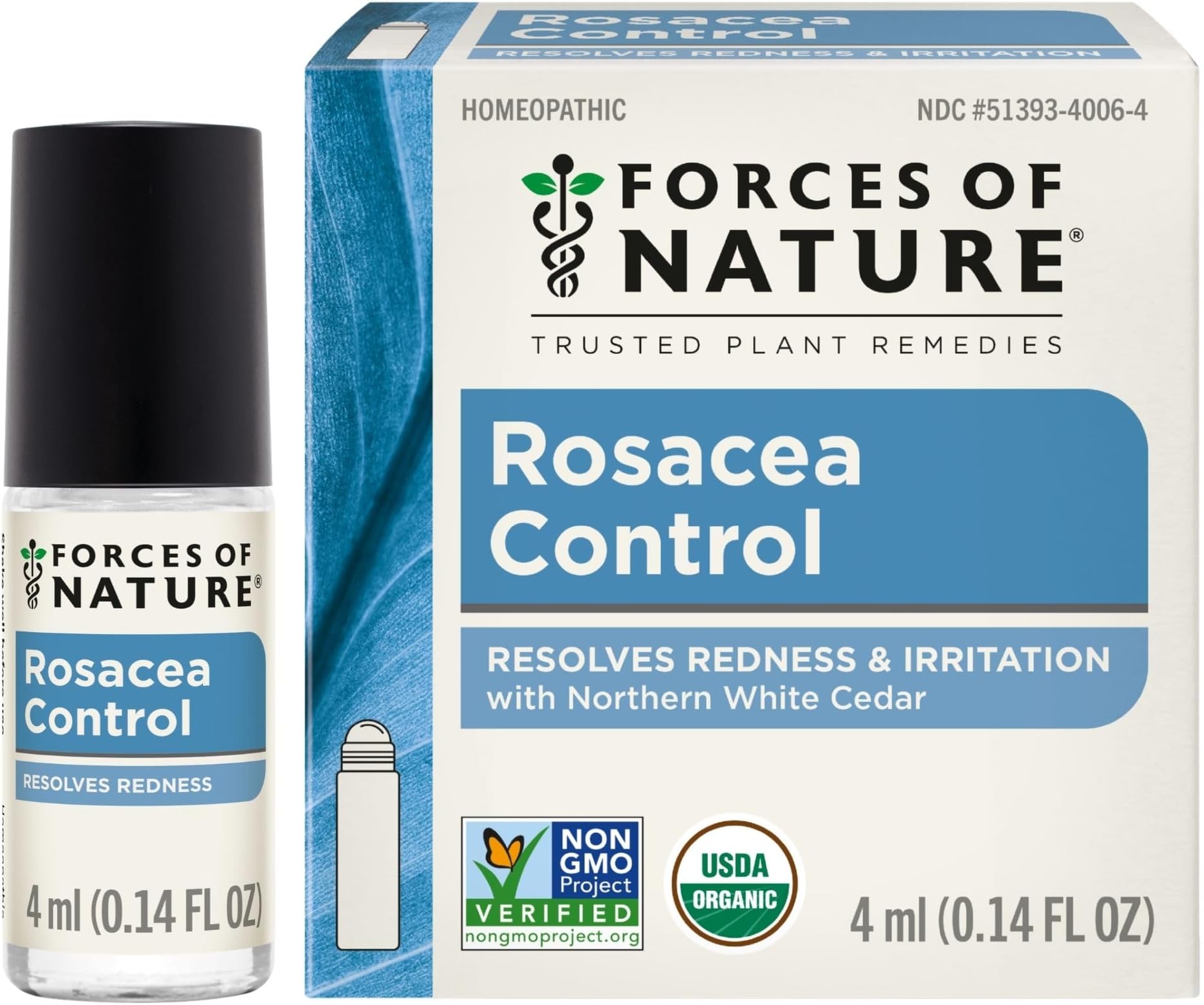 Forces of Nature Natural, Organic Rosacea Treatment Fast Acting, Relief for Redness, Pimples, Dryness, & Irritation, Facial Care to Repair Skin, Even Skin Tone, Non-GMO, 0.14 Fl Oz