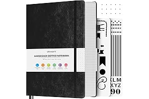 Bullet Dotted Journal Notebook For Men, 5.75” x 8.38” Hardcover Leather Dot...