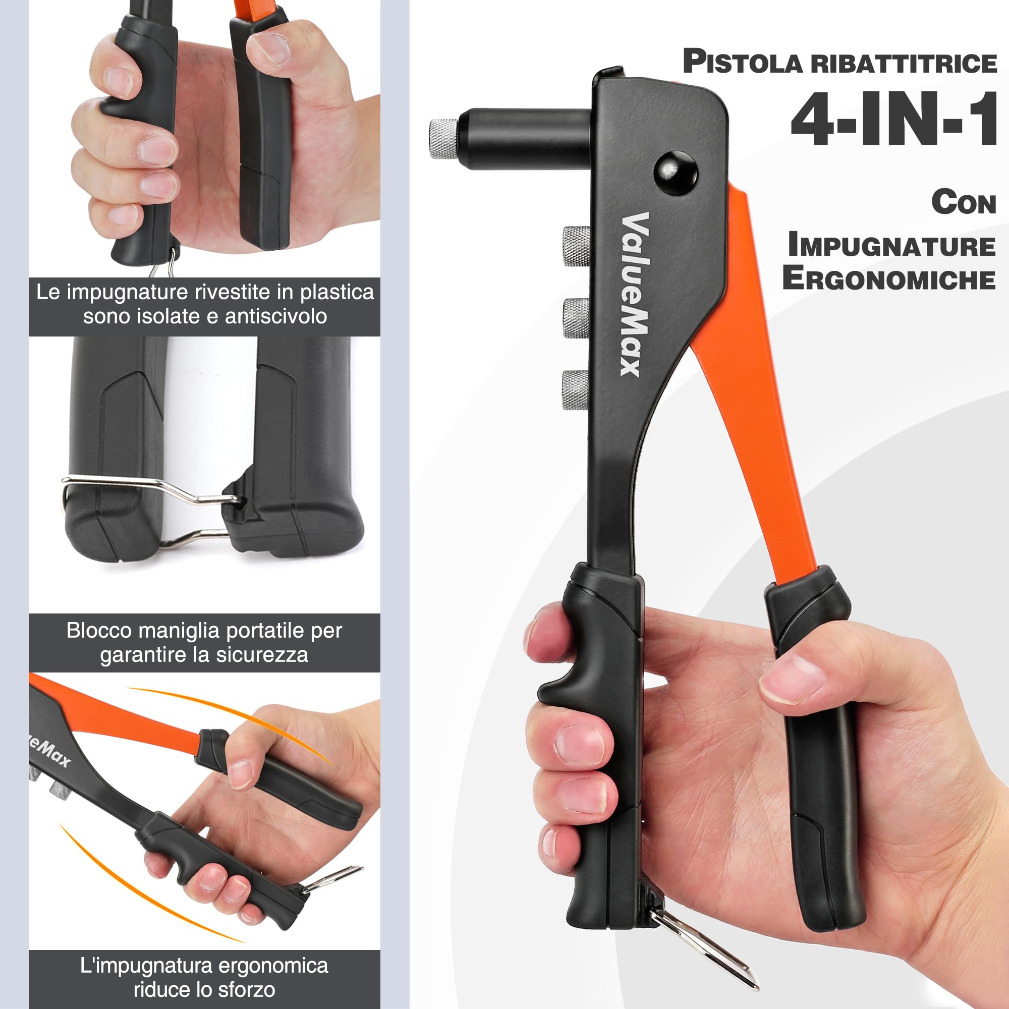 Kit Pistola Rivettatrice Manuale Con 160 Rivetti - 2.4mm, 3.2mm, 4mm, 4.8mm, Per Fai Da Te E Professionisti - Foto 8