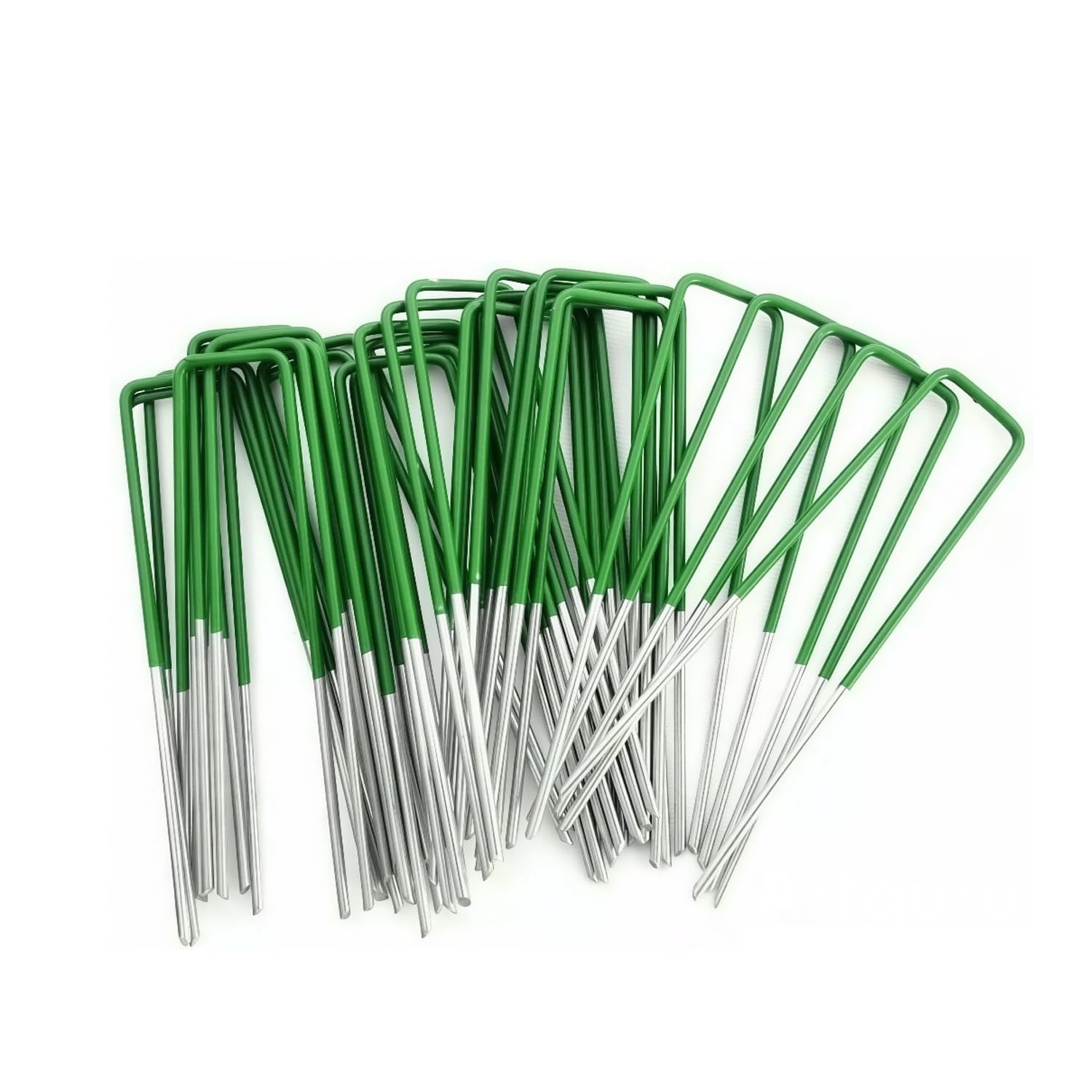 50 Pcs Silver Galvanised Steel U-Shaped Garden Pegs Heavy Duty Ground Stakes for Securing Weed Control Fabric Artificial Grass Netting rustproof steel staples for lawn and garden use