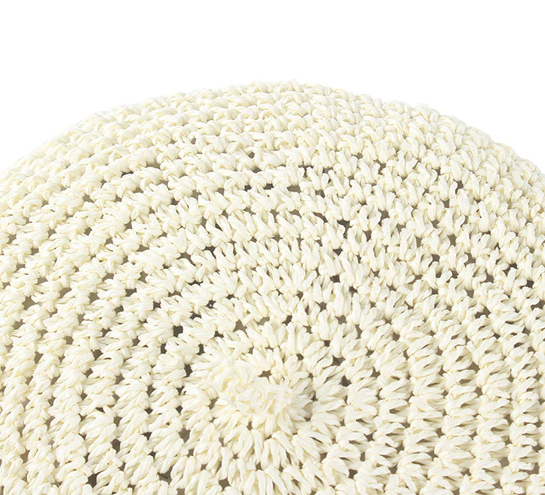 JOYHY Women's Summer Plain French Style Artist Straw Beret Hat White