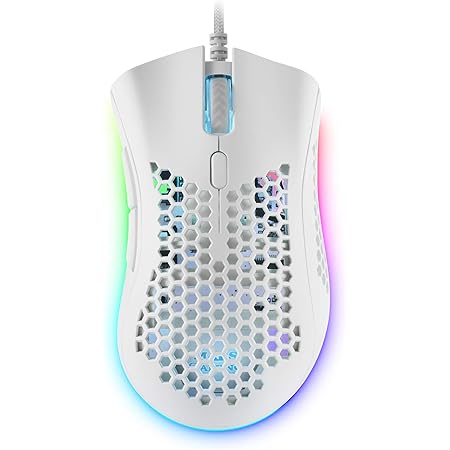 RGB Gaming-Maus Bienenwabe Design - 6400 DPI, 6 Programmierbare Tasten, Leicht 69g, Rosa
