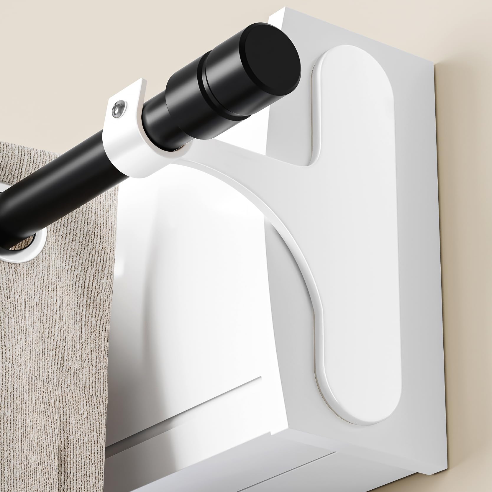 niffgaff Supporto per Bastone Tenda Senza Fori per Cassonetto Tapparella – Fissaggio Autoadesivo, Set da 2 per Bastoni 19–28 mm, Metallo Resistente, Installazione Rapida, Bianco