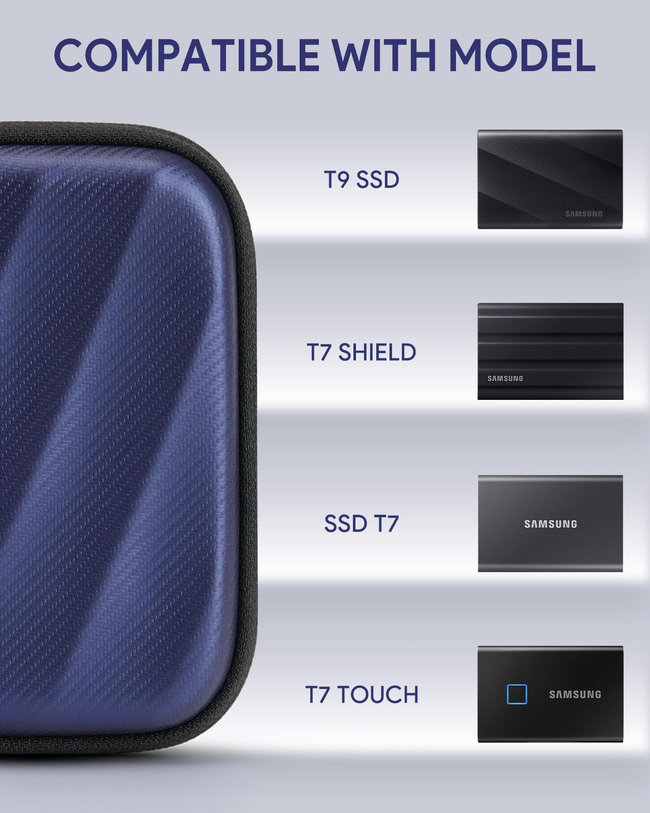 Coque SSD Samsung T9 T7 Shield T7 T7 Touch étui de voyage rigide bleu