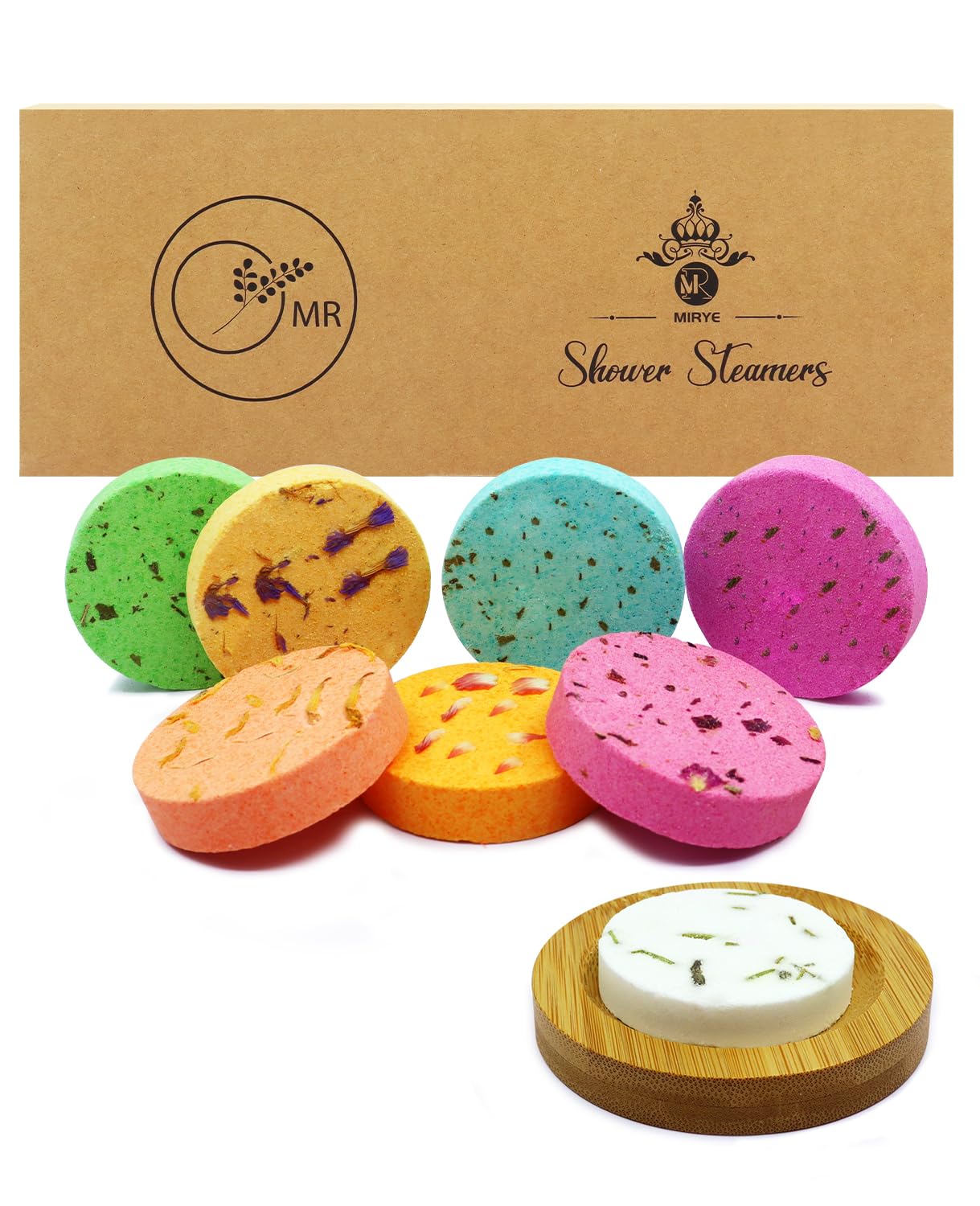 Shower Steamers Aromatherapy - 8 Pack Organic Shower Bombs with Natural Essential Oil, Self Care and Stress Relief Birthday Gifts for Women Men, Home Spa Gifts for Her Mom Wife, w/Tray