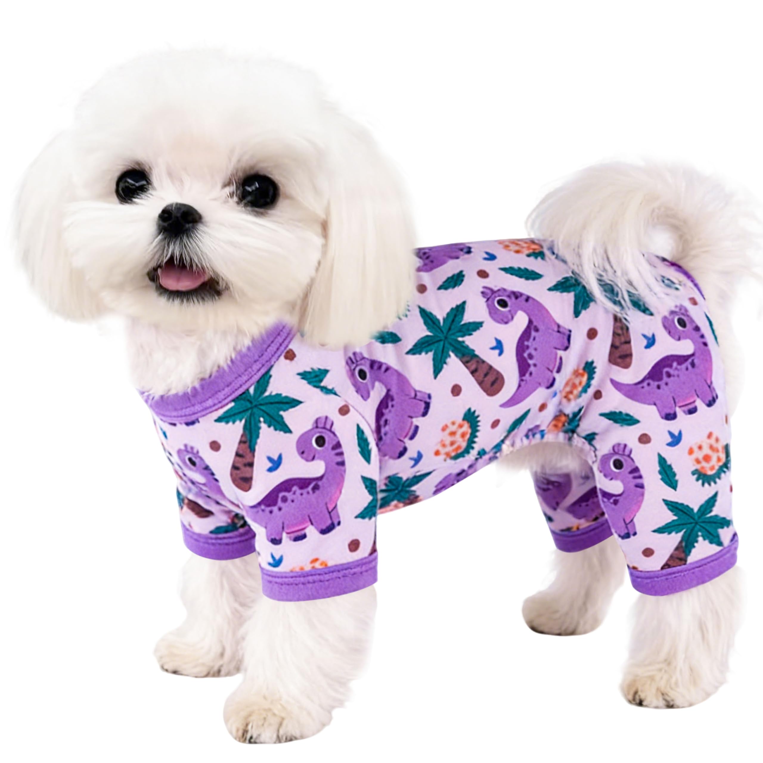 Dog Summer Pajamas Onesie Soft Breathable Puppy Jumpsuit Lightweight Dog Clothes for Small Medium Dogs Cat Pet Clothes(Pink Leopard, X-Small) — view 13