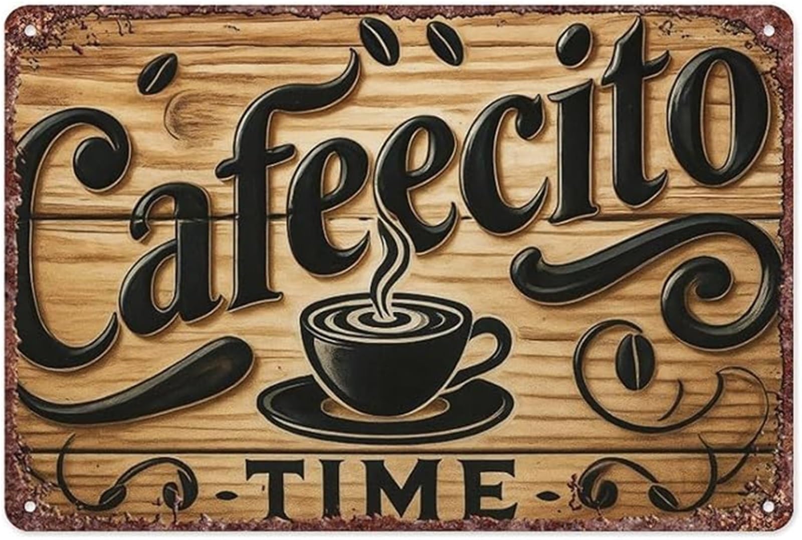 AUOQKQUT Vintage Metal Sign Cafecito Time Coffee Ritual Decor For Home Kitchen Office Pantry Cafe Corner Espresso Lover Theme Plaque 8 X 12 inch