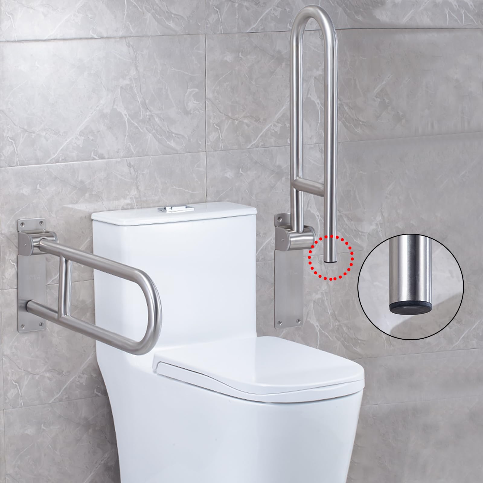 Maniglione Bagno Disabili 60cm, Maniglia Doccia Anziani, di Sostegno Ribaltabile, Barra di Sicurezza Supporta 300-350kg