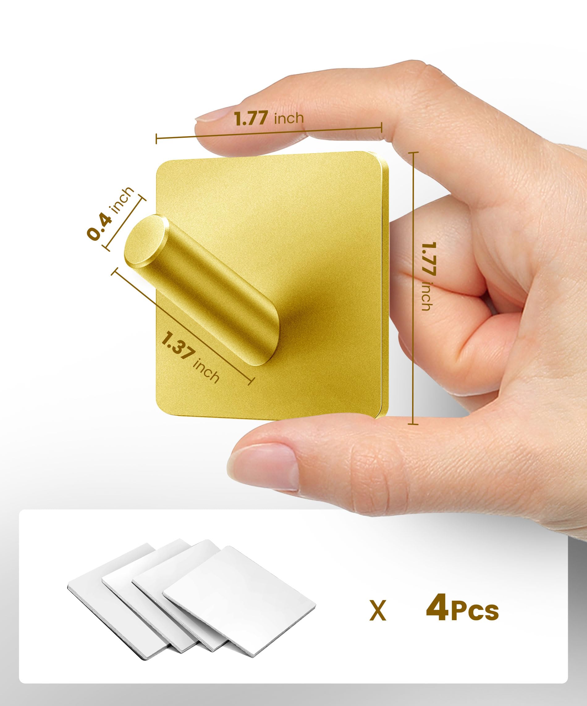xdgeLoad Ganchos adhesivos resistentes, paquete de 8 ganchos adhesivos para toallas de baño, ganchos de pared adhesivos para baños/abrigos/batas/cocina, ganchos autoadhesivos sin perforación, acero