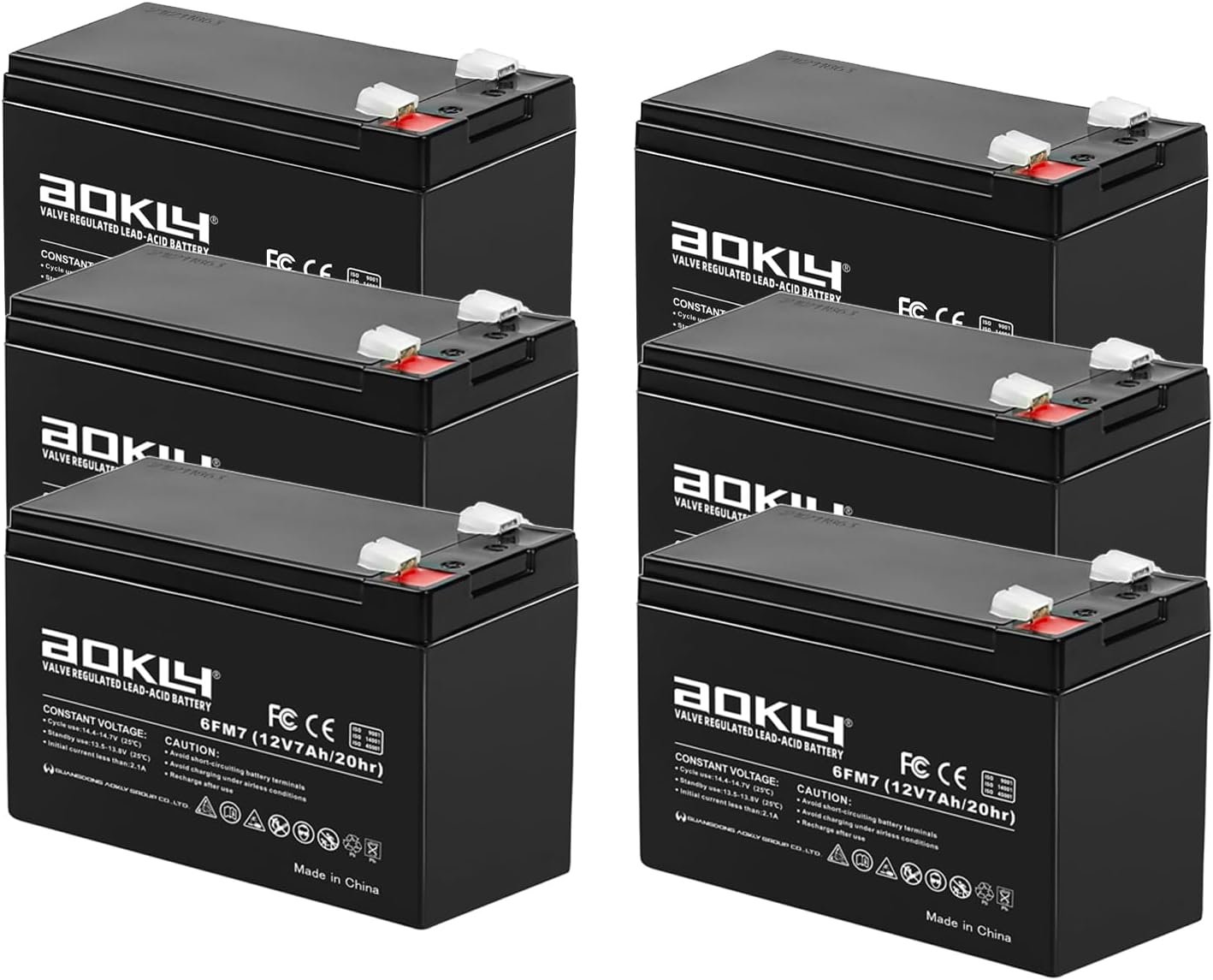 12V 7Ah Lead Acid Battery 6FM7 20Hrs UPS Battery Replacement Compatible with APC UPS Backup Power Supply, Alarm Systerm, Fish Finder, Size 5.94x2.56x3.9in (6Packs 6FM7)