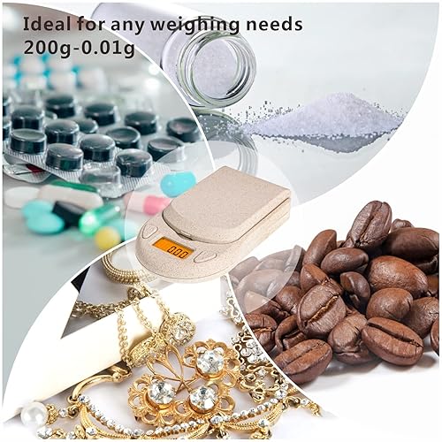 Miniatura 6 de Mini báscula digital, báscula de bolsillo, 0.00 oz x 7.05 oz, báscula de alimentos con retroiluminación LCD, 6 unidades de gramos y onzas, tara,