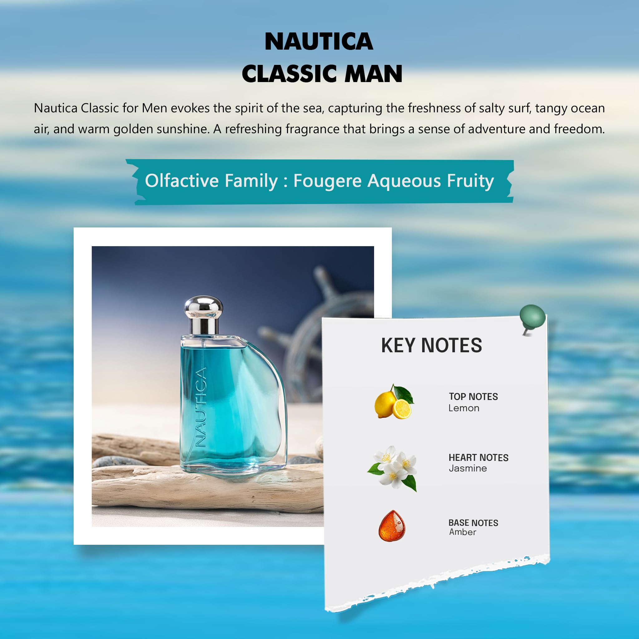 Nautica Classic Man Eau de Toilette | Fougere Aqueous Fruity Fragrance |100ml 4