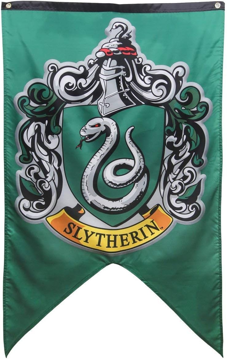 Hogwarts School of Witchcraft Banner for Harry Wizardry Flag Poster Wall Decals Magical Wizard School Crest Party Decoration (Slytherin)