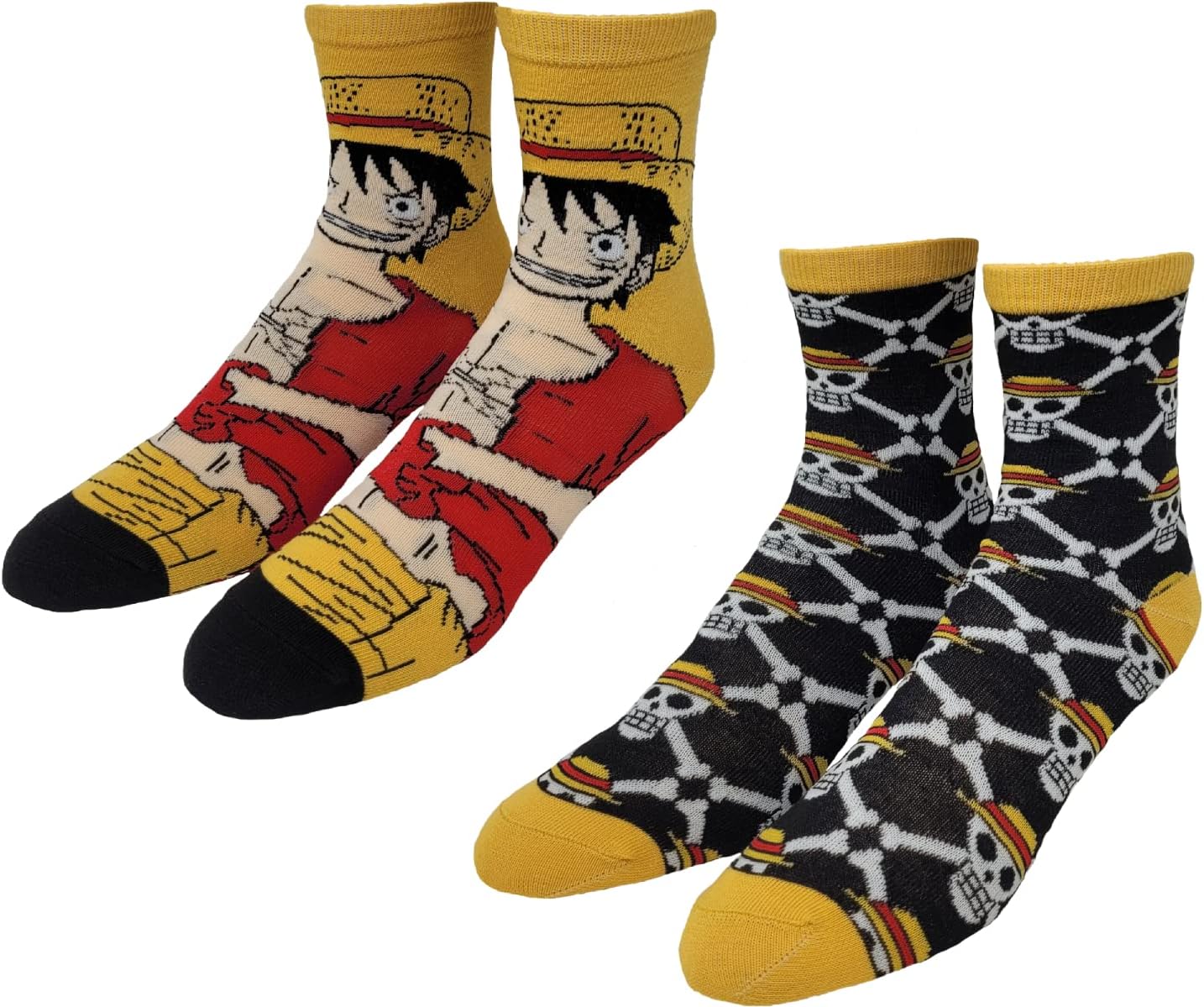 Ripple Junction One Piece Anime Straw Hat Pirates Adult Crew Socks 2-Pairs Officially Licensed