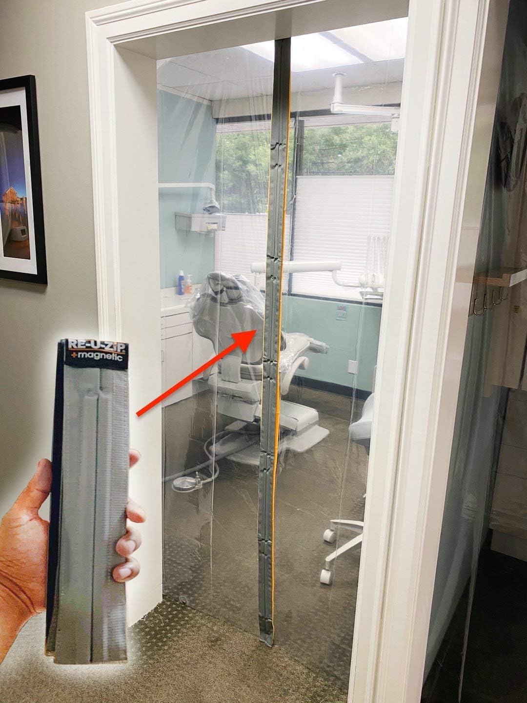 Flash Deals - 80% OFF RE-U-ZIP Reusable Dust Barrier Entry System | Pro Bundle (1 Magnetic Dust Barrier Entry Strip + 6 Reusable Dust Barrier Zippers +16 Dust Barrier Entry Mounting Strips + 12 Zip Ties) (Blue Zippers)