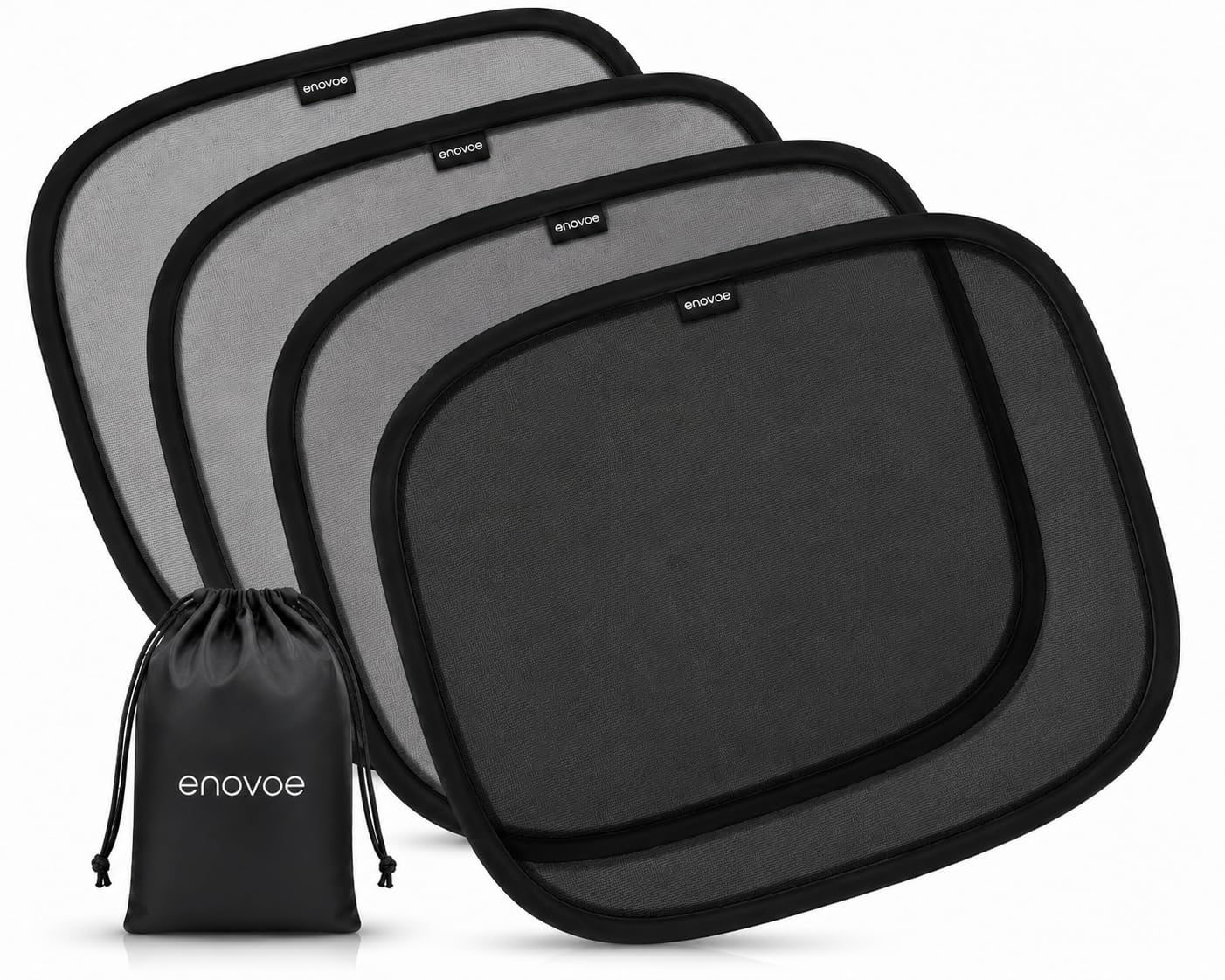 Enovoe Car Window Shades for Baby (4 Pack) - 21'x14' Static Cling Mesh