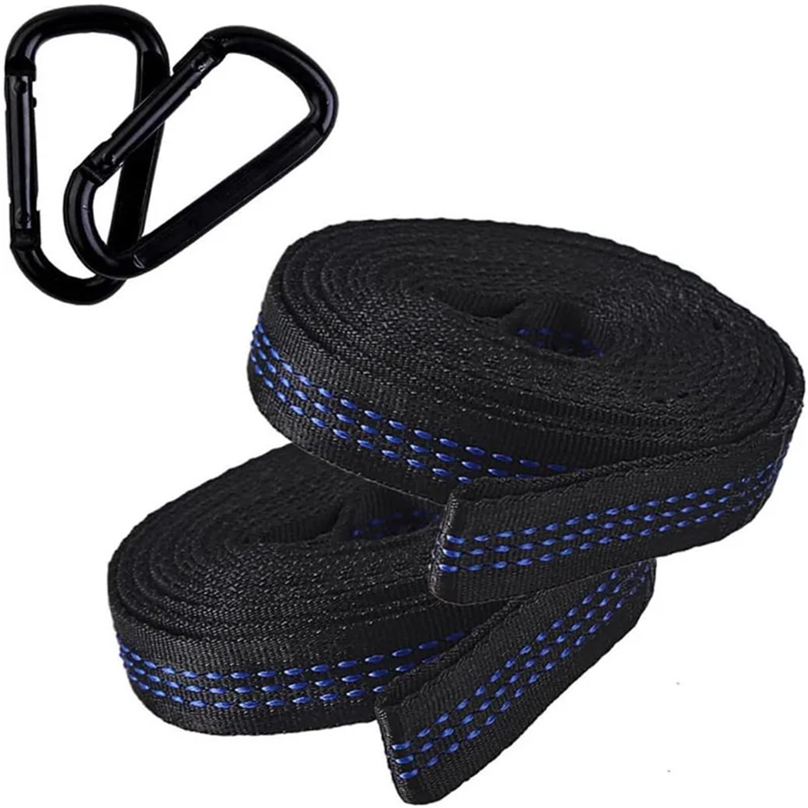 Cinghie in Poliestere 2 Pezzi 5 Anelli spinati ad Alto carico Nero Cinghie for Amaca da Campeggio all'aperto for rinforzate per Altalena(Blue with Buckles)