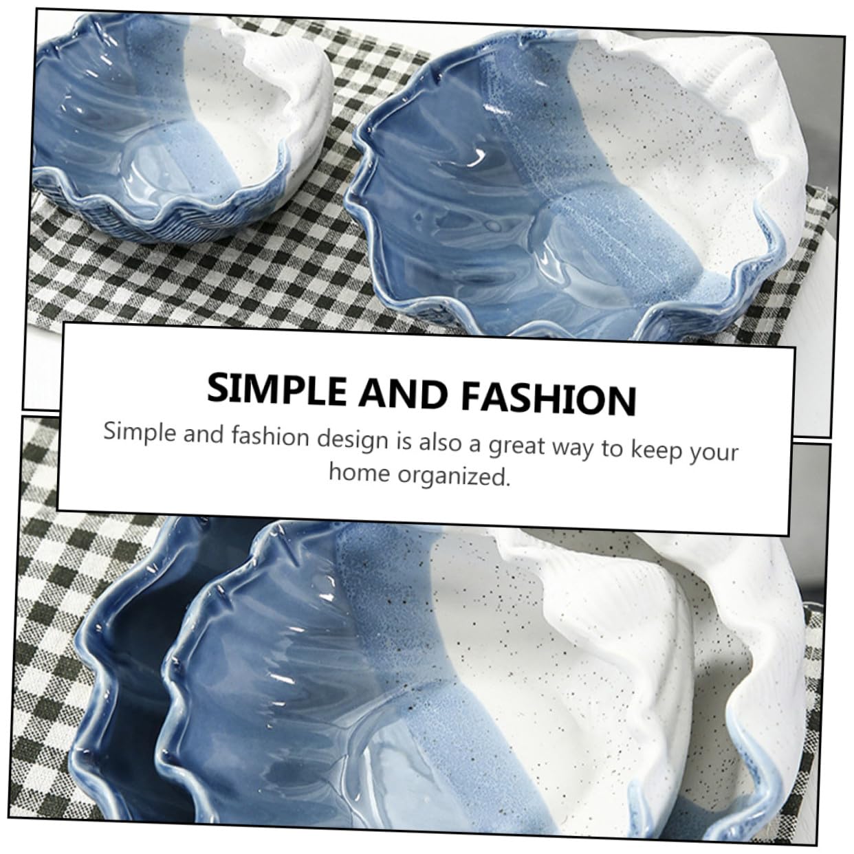 ERINGOGO Keramik Schmuckschale Muschelform Schmucktablett Aufbewahrungstablett aus Porzellan Dekoratives Aufbewahrungstablett für Schmuck Schlüssel Desktop Organizer