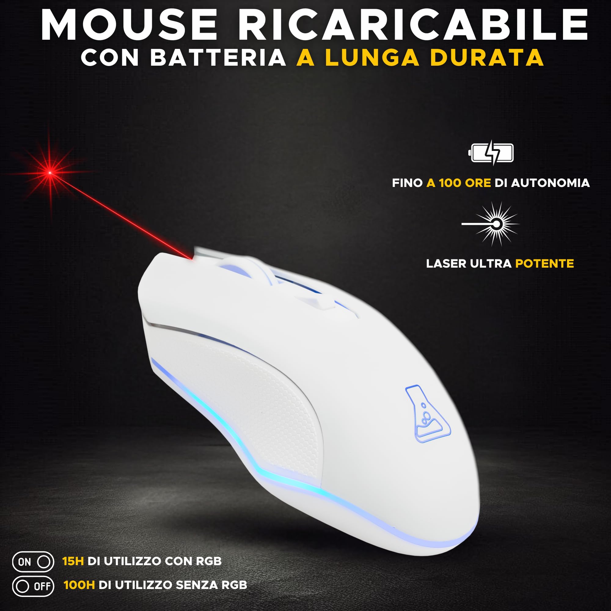 The G-Lab - Kult Helium Wireless - Souris Gamer sans Fil Blanche- Capteur Optique 6400 DPI, Rétroéclairage 7 Couleurs, 6 Boutons - Souris Gaming Ultra réactive- Compatible PC/PS4/PS5 – Blanche - 2024