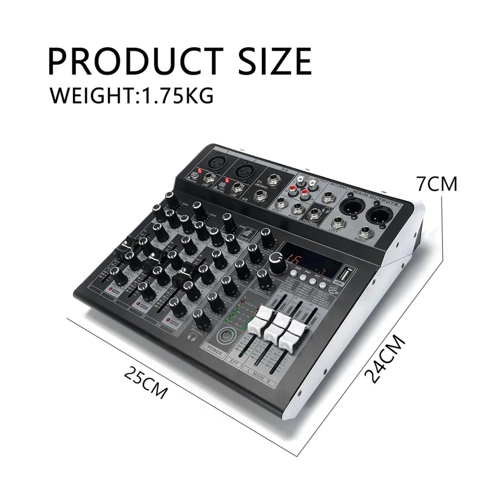 Mixer audio, Mixer audio 2x ingresso stereo mono 4 canali console di missaggio digitale for DJ studio sta performance per karaoke in studio