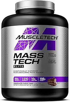 MuscleTech Mass Tech Elite Scientifically Superior MuscleBuilding Mass Gainer Enhance Muscle Size & Strength with 20% Better Amino Acid Absorption and 10 grms Creatine, Chocolate Fudge Cake 6.00 lbs