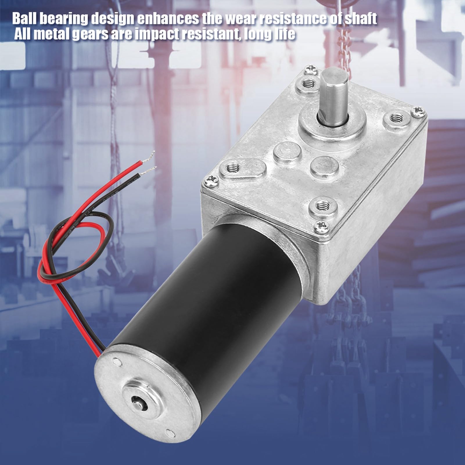 Motor de Engranajes de Tornillo 12V 20 RPM Alta Torsión Eje Reversible 8 mm