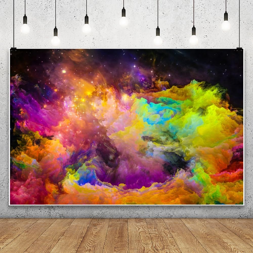 Leowefowa Astratto Nebulosa Fondale 3 x 2,1 m Vinile Colorato Spazio Esterno Pianeta Fotografia Sfondo Universo Tema Decorazioni Notte Cielo Galassia Sfondo Studio Puntelli