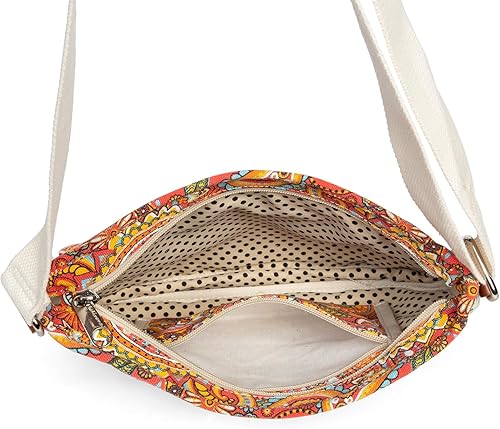 Miniatura 5 de Malirona Bolso cruzado floral duradero para mujer, bolso de mensajero de lona con múltiples bolsillos para viaje