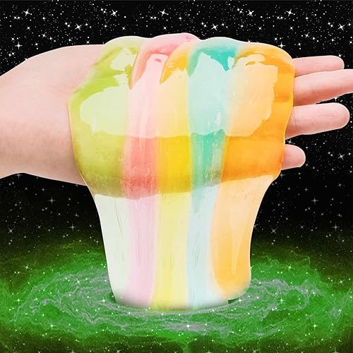 Miniatura 3 de Paquete de 50 slime de galaxia que brilla en la oscuridad, paquete de 50 unidades de slime de galaxia que brilla en la oscuridad, slime de tamaño