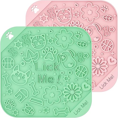 Miniatura 1 de Tapete para lamer perros y gatos 2 unidades almohadilla para lamer mantequilla de maní para perro con ventosas para aliviar la ansiedad y el