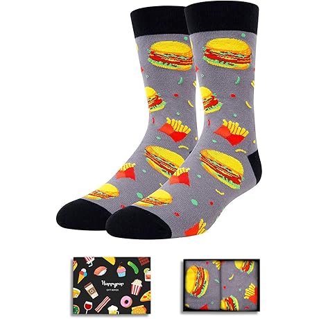 Funny Donut Gifts Pickle Burger Gifts for Men, Donut Pickle Burger Socks