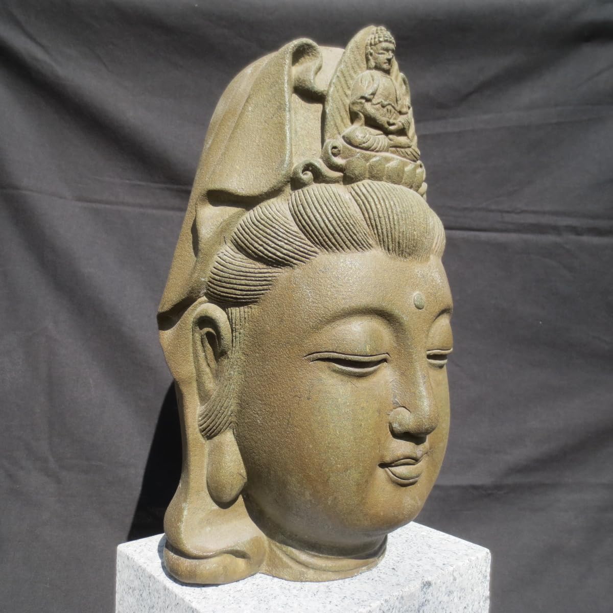 Amazon.co.jp: 観世音菩薩 観音様 かんのん 仏像 仏頭 みかげ石 御影石 