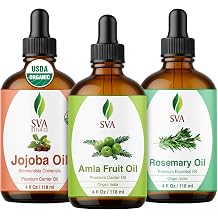 SVA Amla Rosemary Trio Pack, Glass Bottles with Droppers, 4 Fl oz 118 ml