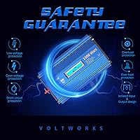 Vista 4 de 1500Watt Pure Sine Wave Inverter 12V DC to 110V 120V AC Power Inverter with Remote Control LCD Display and 2x2.4A USB Ports 3 AC Outlets Compatible