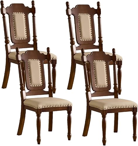 Juego de 4 sillas de comedor de madera, sillas de cocina con respaldo alto, sillas de comedor vintage, silla tapizada sin brazos, para cocina,